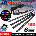4PCS 12V RGB Car Interior LED Lights Strip Light APP Wireless Control Music Lamp