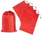 Drawstring Bag with Toggle - Nylon Cinch and Ditty Pouch () 10 x 15 Inch Red