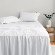 Natural Home 400TC Bamboo Sateen Sheet Set White (Single, King Single, Double, Queen, King, Super King)