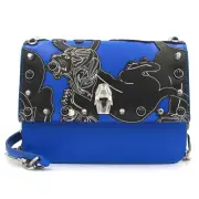Roberto Cavalli CLASS blue mini bag with black lions in ancient Greek style