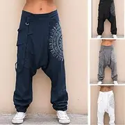 Men's Harem Trousers Summer Pants Tapered Carrot Pants Baggy Pants Elastic Waist Print Multiple Pockets Graphic Prints Comfort Soft Casual Daily Stylish Classi