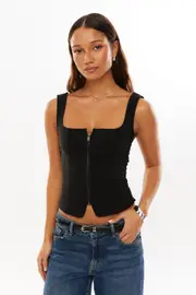 [Supré] Supré - Audrey Zip Through Top - Black 12 BLACK