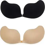 [FLORATA] Women's Strapless Self Adhesive Reusable Padded Invisible Sticky Push Up Bra for Backless Dress