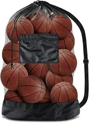 Ball Storage, Large-Capacity Ball Bag, WADY Mesh Drawstring Football Storage Bag, Sports Equipment Bag with Slip Pocket, with Shoulder Strap, Can Be Used for Basketball, Football, Volleyball