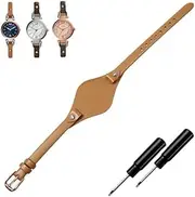 [Erkic] RHUTO Leather watch strap for women, compatible with fossil ES3077 ES2830 ES4000 ES4119 strap 8mm (Lighgtbrown rosegold buckle,8mm)
