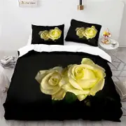 v1148 Bed Sheets Black Art Rose Flowers Bedding Set Women Girls Digital Printing Duvet Cover Pillowcase Twin Full Queen King Size Home Textile 3-Piece