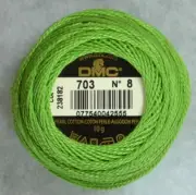 DMC Perle (Pearl) No.8 Cotton 10g Ball 80m Colour 703 CHARTREUSE GREEN