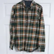 NEW prAna Women's Shirt Golden Canyon Green Ivory Plaid Flannel Snap Front Small