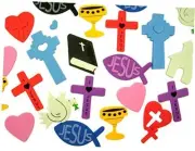 Religious Foam Sticker Assortment for Sunday School or Classroom, Container of
