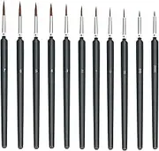 LORJE Miniature Paint Brushes, 11 Pcs Detail Brush Set for Acrylic, Oil, Watercolor, Art, Face Painting, Detailing, Model Craft (Black)