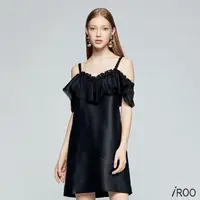 在飛比找momo購物網優惠-【iROO】荷葉邊經典洋裝