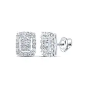 10K WHITE GOLD ROUND DIAMOND FRAME CLUSTER EARRINGS 3/8 CTTW