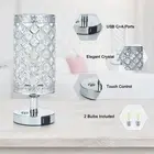 2Pcs 3000K Crystal Table Lamps with USB Charging & 4000mAh Battery