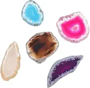 [STOBOK] Craft Your Style 5 Natural Agate Slices for Diy Necklaces Decor Projects