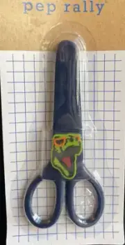 Pep Rally 5.3" Blunt Tip Scissors w/Sheath Blue Dinosaur with Glasses Safe Kids