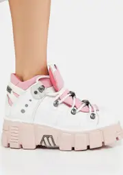 [New Rock] Pink/White Leather M-106N-C79 Ankle Boots