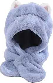 [Generic] Toddler Boy Hat Winter Toddler Boys Girls Winter Hat Scarf Warm Plush Thick Ear Hat Integrated Hat Ears Cute Premature Mittens