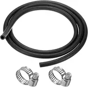 uxcell Lubricating Oil Hoses, (3/16") 8mm ID x 14mm OD 6.56FT Rubber Tubing Hose Pipe Rubber Hose W 4pcs Clamps for Irrigation/Small Equipment/Outdoor/Garden Water Tubing [Black]