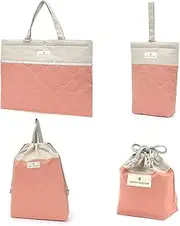 COLORFUL CANDY STYLE NW402700 Kindergarten Entrance 4-Piece Set, Quilting, Apricot, School Preparation, Lesson Bag, Shoe Case, Children, Gymnastics Clothing Bag, Cup Bag, Girls,
