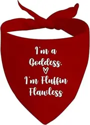 [CENWA] 1 Piece I'm a Goddess I'm Fluffin Flawless Dog Bandanan Social Media Dog Bandanna Funny Puppy Scarf (Fluffin Flawless D EU)