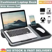 Laptop Notebook Lap Desk Cushioned Lightweight with Phone Holder Mouse Pad Grey
