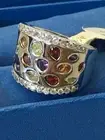 GORGEOUS AMETHYST GARNET PERIDOT CITRINE CZ LADIES 925 STERLING SILVER RING sz 7