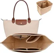 GADITIEK Felt Bag Organiser for Longchamp Women's Bag with Long Handle, Bag Organiser for Longchamp le Pliage M, Bag Organiser Shopper Suitable (Beige2, Medium)