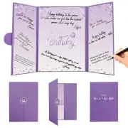 Purple Happy Birthday Decorations, Creative Birthday Guest Sign in Book Alter...