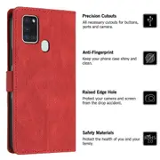 Clasp Case with Flip Wallet Stand Function Cover for Samsung A21S - Red