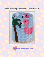Flamingos and Palm Trees Basket-Plastic Canvas Pattern or Kit