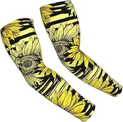 [FSCEV] Bees Sunflowe Sun Protection Arm Sleeves Outdoor Essentials Cooling Compression Golf Hiking Cycling