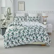 [Brandream] Vintage 3pcs Duvet Cover Set Queen Size 100% Cotton Luxury Bedding Set Birds Flowers Quilt Cover Soft Breathable Floral Comforter Cover Set Hidden Zipper Closure