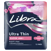 Libra Ultra Thin Pads Super with Wings 12 Pack