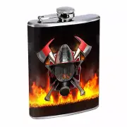Firefighter D18 Flask 8oz Stainless Steel Hip Drinking Whiskey