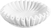 JYITO Decorative Ruffle Bowl, Synthetic Resin Centerpiece, Handmade Marble Bowl, Home Improvement, White Fluted Ruffle Decorative Bowl, Rustic Ruffle Bowl