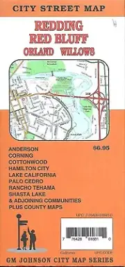 City Street Map of Redding, Red Bluff, Orland & Willows, California, by GMJ Maps