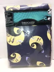 Disney Vinyl Tablecloth The Nightmare Before Christmas 70” Round Blue New