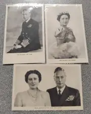 3 x Vintage King George VI & The Queen New Post Cards by Raphael Tuck & Sons
