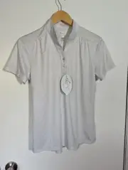NWT WOMEN'S GREG NORMAN POLO, SIZE: M, COLOR: GRAY/WHITE (J546)