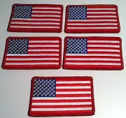5 UNITED STATES Flag Patch W/ VELCRO® Brand Fastener Military Red Emblem #5