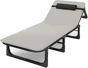 Folding Camping Bed for Adults 30" Extra Wide Portable Camping Cot w/Mattress, Pillow, Eye Mask, Cotton Pad Outdoor Sleeping Cot Supports 350 Lbs