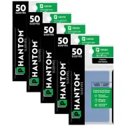 5x 50pc Phantom Sleeves 56x87mm Game Card Case/Guard Protector Green Gloss/Gloss