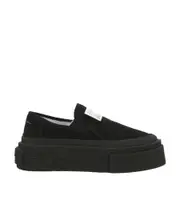 signature numbers-patch suede loafers 36 Black