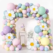 161 Pcs Daisy Balloon Garland Arch Kit Party Pastel Balloons Flower Balloons Macaron Pastel Balloons for Birthday Wedding Christmas Festival Picnic Family Party Decoration