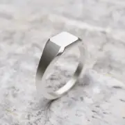 Unique Minimalist Signet Ring - Handmade 925 Sterling Silver Modern Geometric