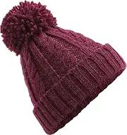 [Beechfield] Unsiex Adults Cable Knit Melange Beanie (UK Size: One Size) (Burgundy)