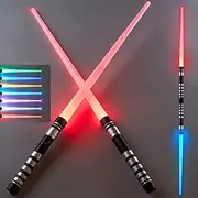 2 Packs Light Up Sabers- Bright Sword, 7 Colors LED Retractable Light Up Swords with FX Sound, Glow in The Dark Toys Christmas Favors Birthday Gifts for Boys & Girls