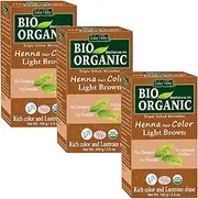 Indus Valley 100% Chemicals Free Natural Organic Triple Sifted Micro Fine Light Brown Henna Hair Colour For Controll Dandruff & Scalp Itiching Pack Of 3