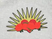 Embroidery Red heart gold sun ray iron-on patch, love red roes fashion patch