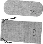 [VERDANVERSE] 2pcs Portable Drawstring Pouch for Eyeglasses Lightweight Case Grey Fashionable and Convenient Storage for Travel and Against Scratches